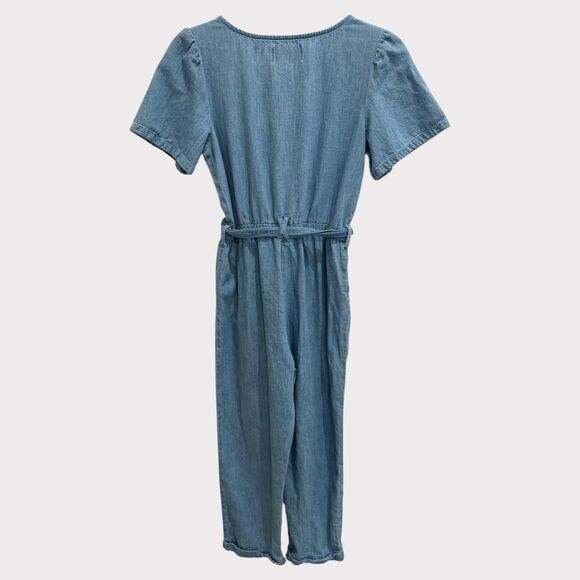 OLD NAVY Girls Chambray Short Sleeve Jumpsuit (Size L 10-12) EUC - Picture 2 of 3